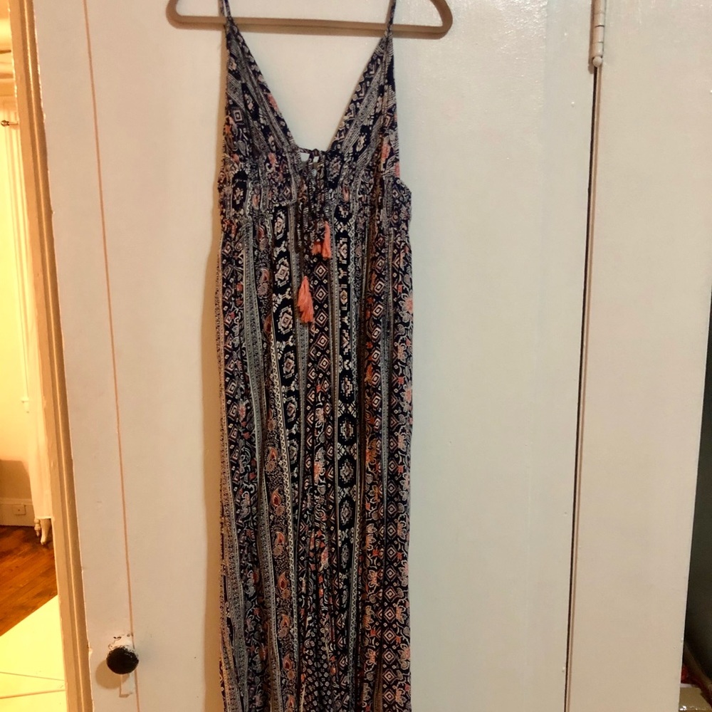 Tribal patterned jumpsuit.